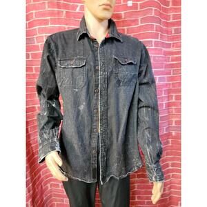 Jordan Craig Legacy Edition Mens XL Black Button Up Shirt  Distressed Denim #WM1